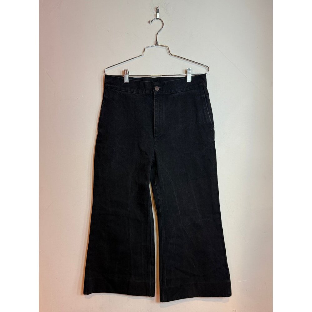 Celine Paris Black Wide-Leg Cropped Jeans Women's